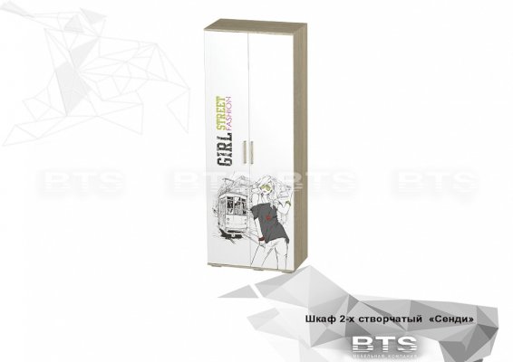 Шкаф 2 створчатый ШК-09 Сенди для девочки (БТС)